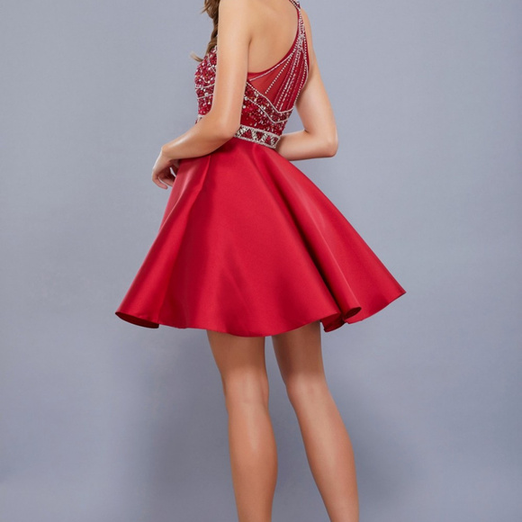 Red Illusion Party Short Dress - Picture 3 of 4